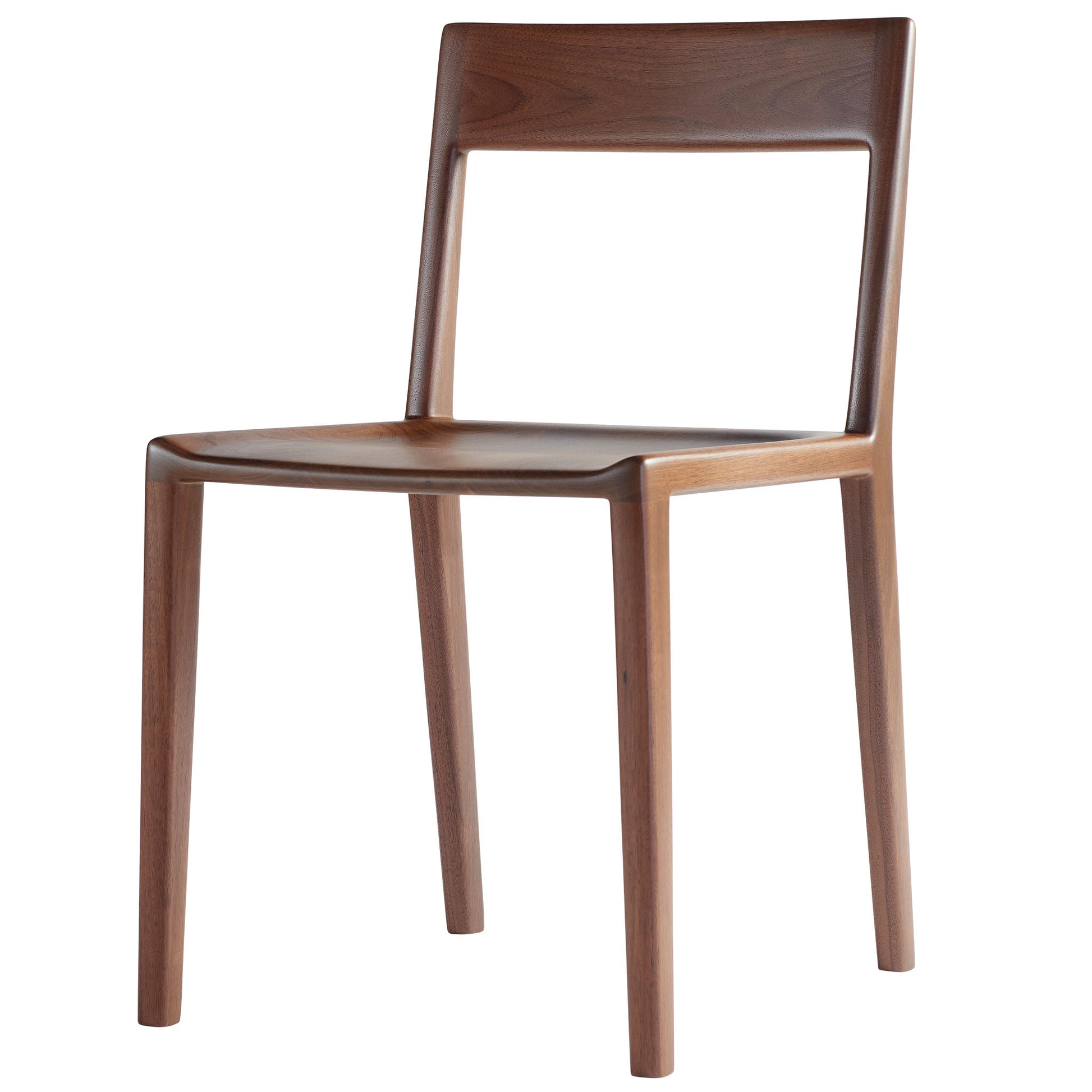 Kompson walnut side chair- quarter right view