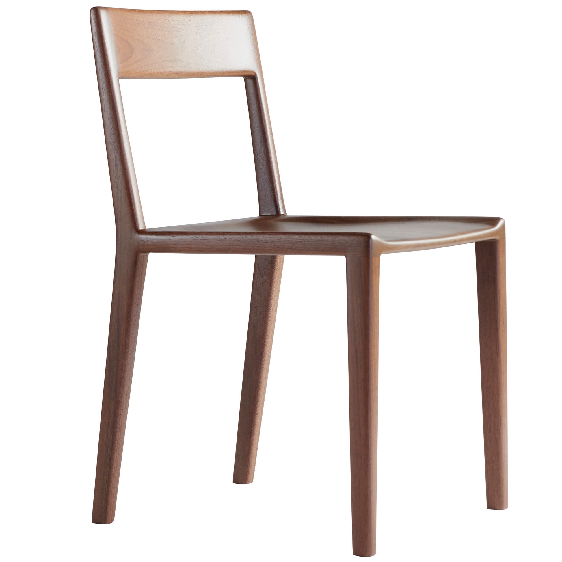 Kompson walnut side chair- quarter plus left